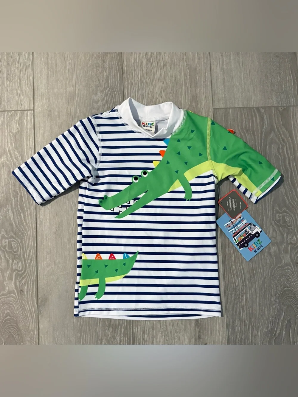 Kidz Crocodile Stripe Kids Swim Top. Boys 2T NWT